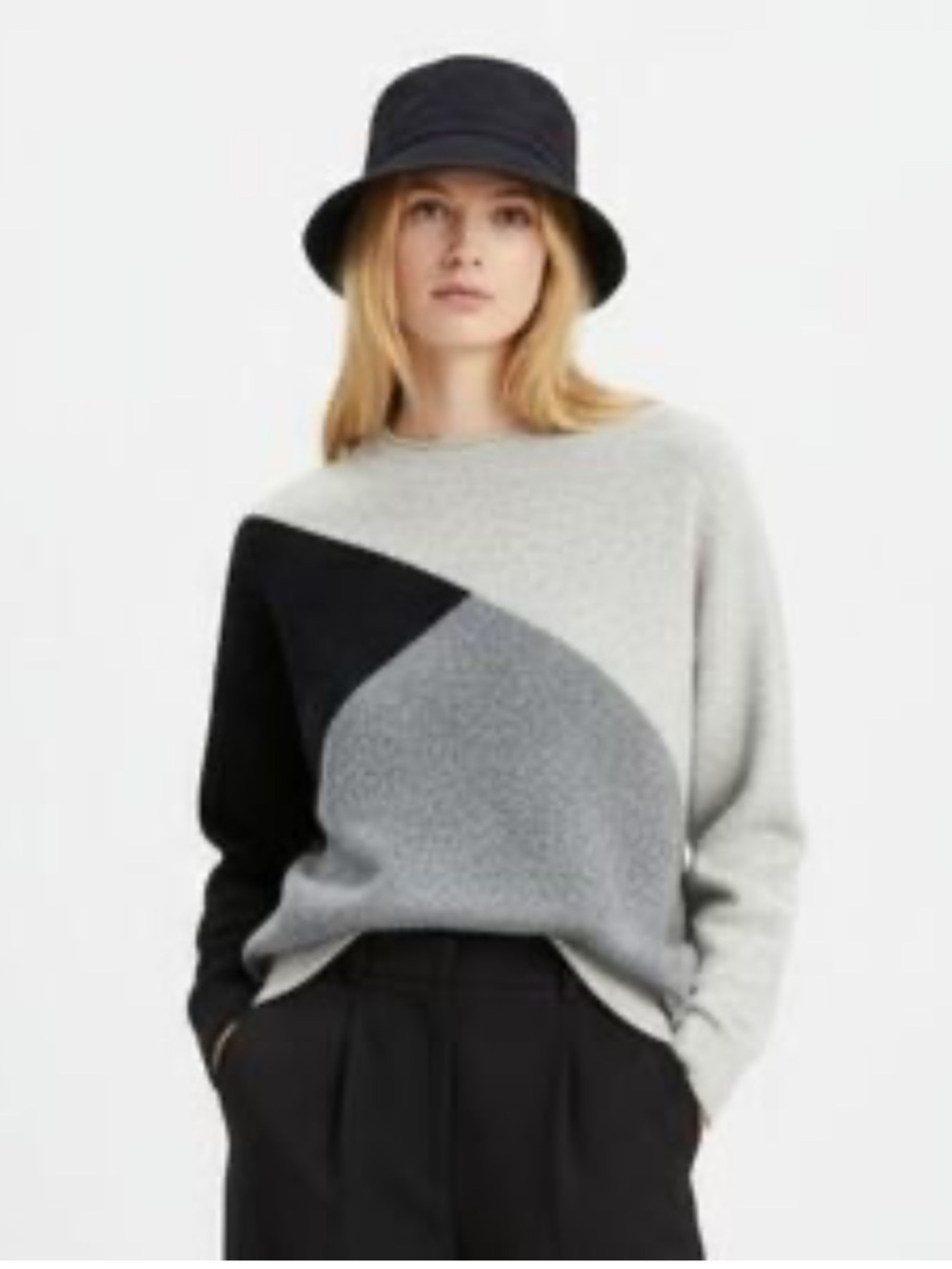 J. Crew Women’s Colorblock Cowl/Turtleneck Sweater in Black & Gray